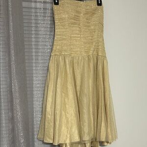 Elegant Gold Strapless Dress